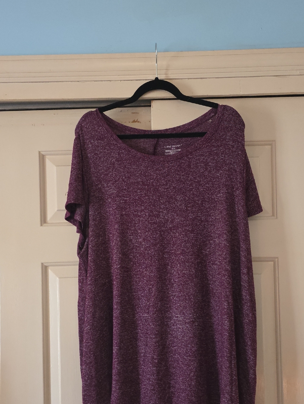 Lane Bryant Heathered Plum Short Sleeve Scoop Neck Tee